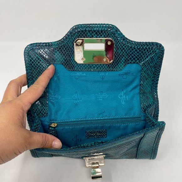 Cole Haan Isabelle clutch, teal snake print - Picture 3 of 12